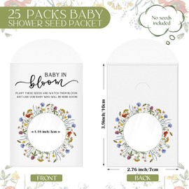 Fumete 25 Pack Baby Shower Party Favor Baby in Bloom Packet Kraft Bags with Window Envelopes Resealable Organizer Storage Bag for Gender Reveal Party Favors (Wildflower)