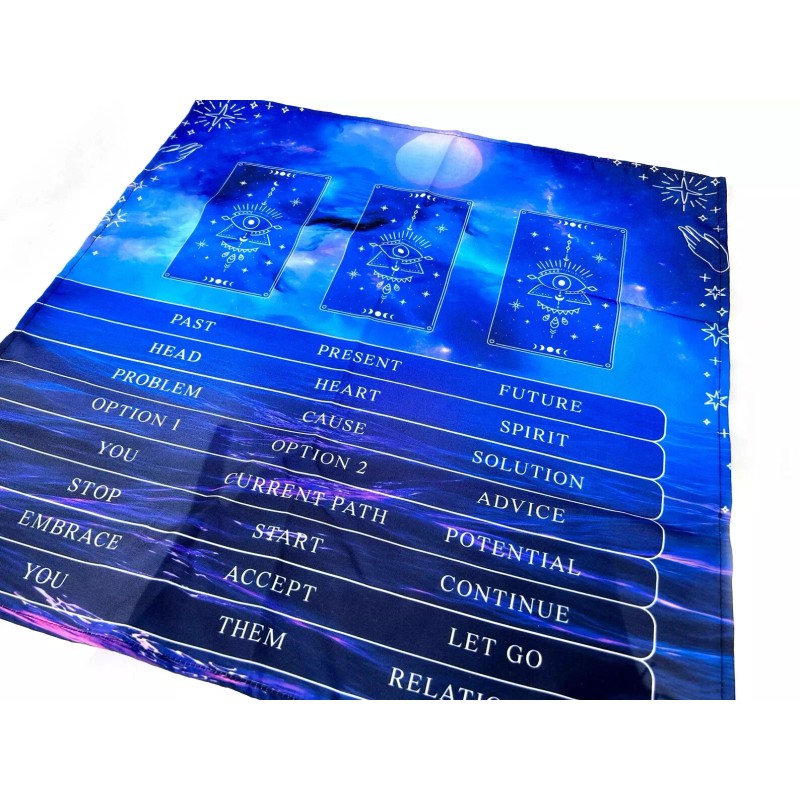 Superlunaris 3-Card Tarot Reading Spread Cloth, Tarot Menu, Altar Cloth,