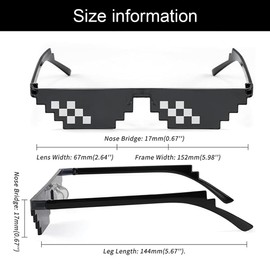 AOEVUIR Pack of 3 Pixel Sunglasses, Cool Funny Mosaic Glasses, Unisex Party Glasses