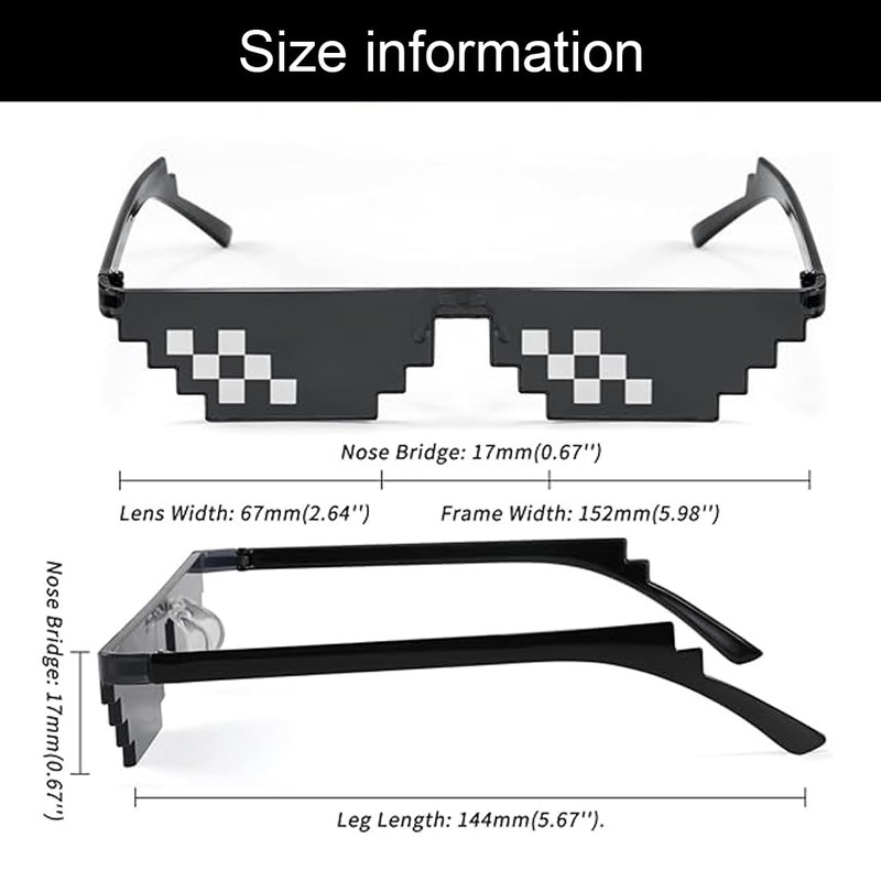AOEVUIR Pack of 3 Pixel Sunglasses, Cool Funny Mosaic Glasses,
