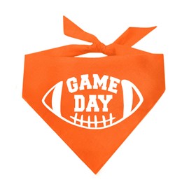 Game Day Dog Bandana | 100% Cotton Adjustable Triangle | Made in USA | Football | Sports | Biggest Fan | Game Day | Orange, One Size (323)