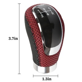Osilly 5 Speed Shift Knob, Weighted Manual Gear Shifter Knobs, Leather Gear Shifting Handle, Automotive Manual Universal Transmission, Interior Automatic Parts (Black Red)