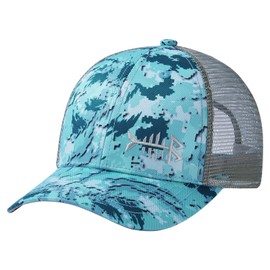 BASSDASH Altimate Fishing Hat Mesh Back for Men Women Adjustable Baseball Trucker Cap, Ocean Digital Camo, One Size