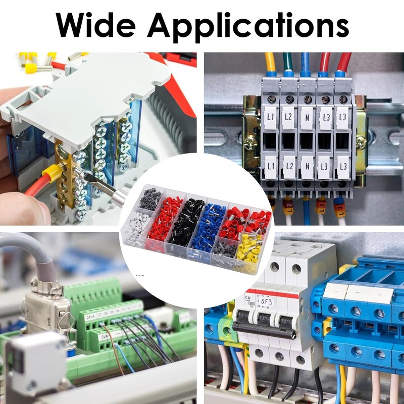 1200PCS Assorted Wire Ferrules Terminals Kit, AWG 22-10 Insulated Copper