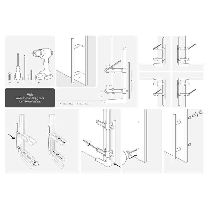 M4TEC Adjustable Door Handle Jig Drill Guide - H-JIG Cabinet