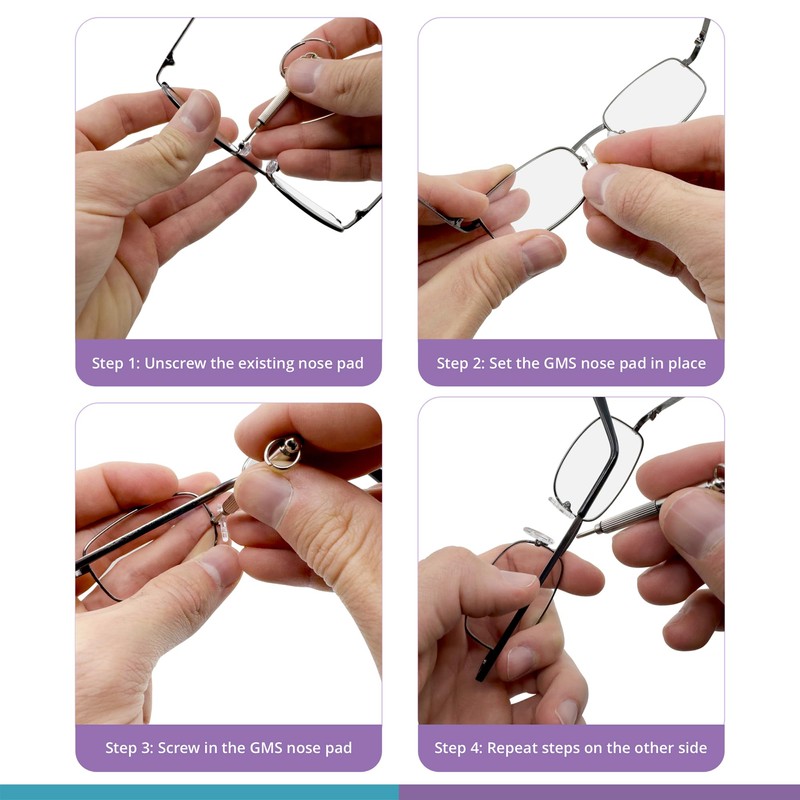 GMS Optical D Shape Screw-in Soft Silicone Eyeglass Nose Pads