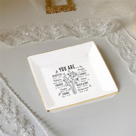Baobeily Christian Gifts for Women – Inspirational Trinket Dish Tray, Religious Catholic Spiritual Gifts Jewelry Plate with Bible Verse for Birthdays, Christmas