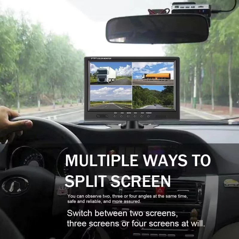 iPoster 9" QUAD SPLIT MONITOR SCREEN 2X REAR VIEW BACK