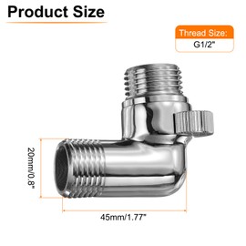 sourcing map Brass Chrome Shower Head Shut Off Valve, G1/2" Shower Control Valve Water Pressure Regulator Replacement for Shower System with PTFE Tape and Gasket (Polished Silver)