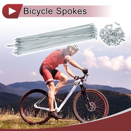 A ABSOPRO 36 Set 13G Bicycle Spokes 225mm Bike Wheel Spokes Galvanized Carbon Steel Silver Tone
