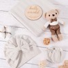 AQOKKA Newborn Receiving Blanket with Bow Hat Mittens Wooden Card