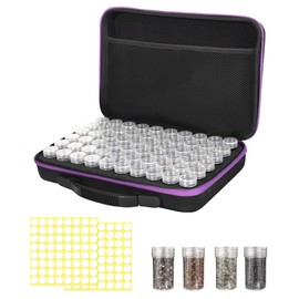 LVKAYCE 60 Slots Seed Storage Organizer Case,Portable Seed Storage Box with Zipper Bag,Seed Storage Container for Flower Plants Vegetable Garden(60 Jars)