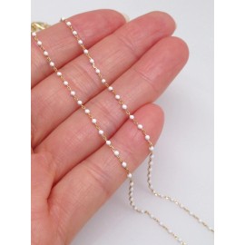 Unbranded 925 Sterling Silver White Bead Beaded Necklace Women Girl 1mm 16-18" Dainty Gold