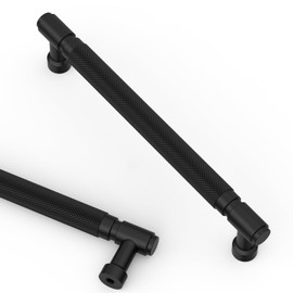 Asidrama 10 Pack 6.3 Inch(160mm) Matte Black Cabinet Pulls Knurled Kitchen Cabinet Handles, Cabinet Pulls Kitchen Cabinet Hardware for Cupboard Drawer Pulls