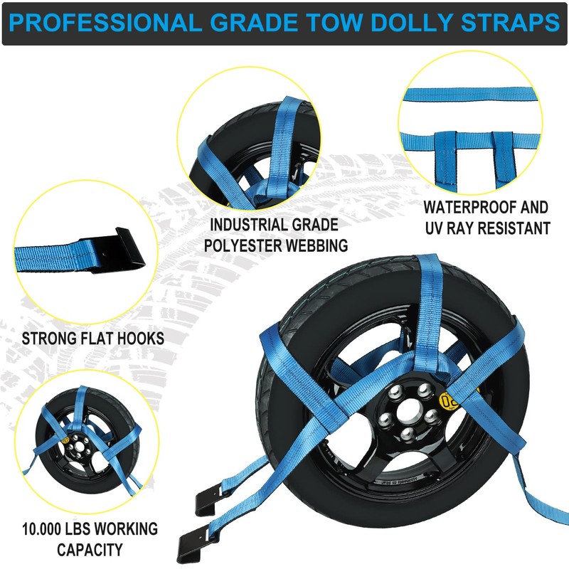 FSBCGT Set of 2 Tow Dolly Straps with Flat Hook,