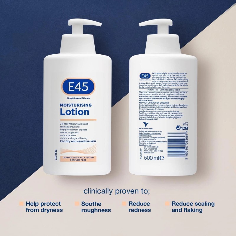E45 Dermatological Moisturising Lotion, 16.91 Fl Oz (Pack Of 2)