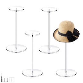 Lucxhcky 4 Sets Acrylic Hat Stands, Acrylic Hat Organizer for Baseball Caps, Baseball Cap Holder for Display Hat (30cm)