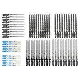 dophee 60Pcs High Carbon Steel T Shank Jigsaw Blades Assorted Set for Wood Plastic and Metal Cutting, T118A T118B T101AO T101B T101BR T144D T244D
