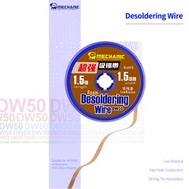 DW50 5 Pieces/Lot Desoldering Wick Braid Remover Tool Solder Sucker No-Clean soldering Wick Wire Roll and Disassemble Electrical Components (1.5MM*1.5M)