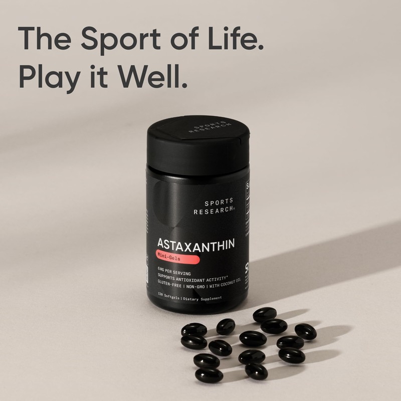 Sports Research Triple Strength Astaxanthin Supplement (6mg) with Organic Coconut