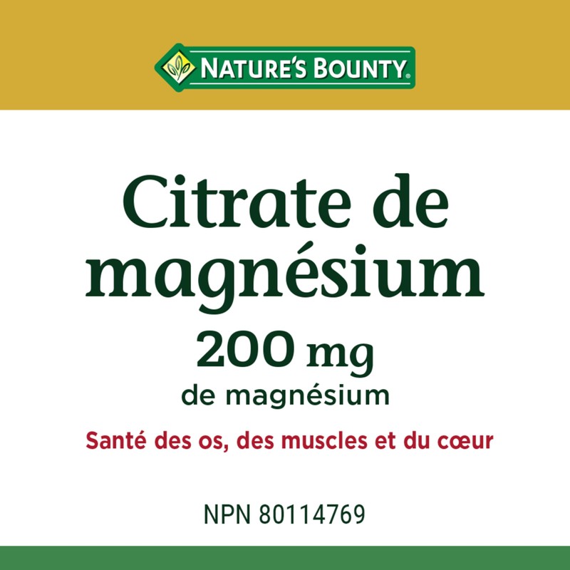 Nature's Bounty Magnesium Citrate 200 mg, 75 Tablets