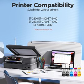 DEEIYUER 522 Ink Refill Bottles ET-2800 ET-4800 ET-2400 ET-2803 T522 Ink Refill Bottles Compatible for 2800 ET 2800 ET 4800 ET 2400 ET2800 ET4800 ET2400 ET2803 ET-2720 ET-4700 ET-4810 ET-2840 Printer