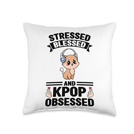 stressed blessed and kpop obsessed Kpop Throw Pillow