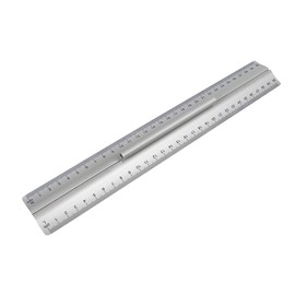 Wedo 0525235 Ruler made of Aluminium 30 cm with Handle for Right and Left Handers with Slip-Proof Rubber Attachments