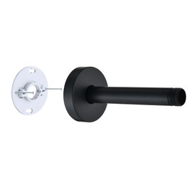 RAINREVIVE 6 Inch Shower Arm with Flange and Stabilizer Bracket, Ceiling Mount Replacement Rain Shower Head 304 Stainless Steel Straight Arm For Fixed Shower Head, Matte Black