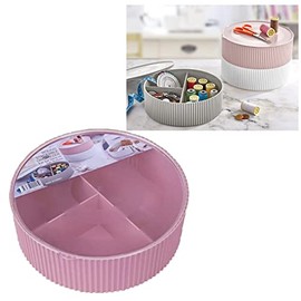 HK Online 3 Compartment HOBBY BOX With Lid -Sewing Box, Screw Box, Jewellery Box, Storage Box, Craft Box, Bits & Bobs, 19cm DIameter (3 Section STACKABLE Box)