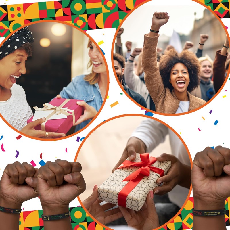 100 Sets Kwanzaa Silicone Bracelet Bulk African Rubber Wristband