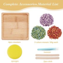 WEBEEDY 4 Sets DIY Mosaic Coasters Christmas Craft Mosaic Kit with Wood Coaster, DIY Adult Crafts Projects Kits with Instruction,Easy to DIY Mosaic Coaster Making Kit for Drinks Tray Christmas Decor