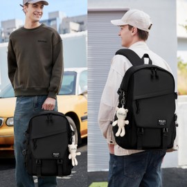 Caoroky knight College School Bag for Men Women Laptop Backpack 15.6 Inch Anti Theft Travel Daypack Large Elementary Middle High Bookbags for Teens Girls Boys Students-Medium，black