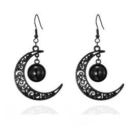 Balirek Moon Earrings Gothic Black Moon Drop Dangle Earrings Black Moon Ear Jewelry for Women (Gothic Black Moon)