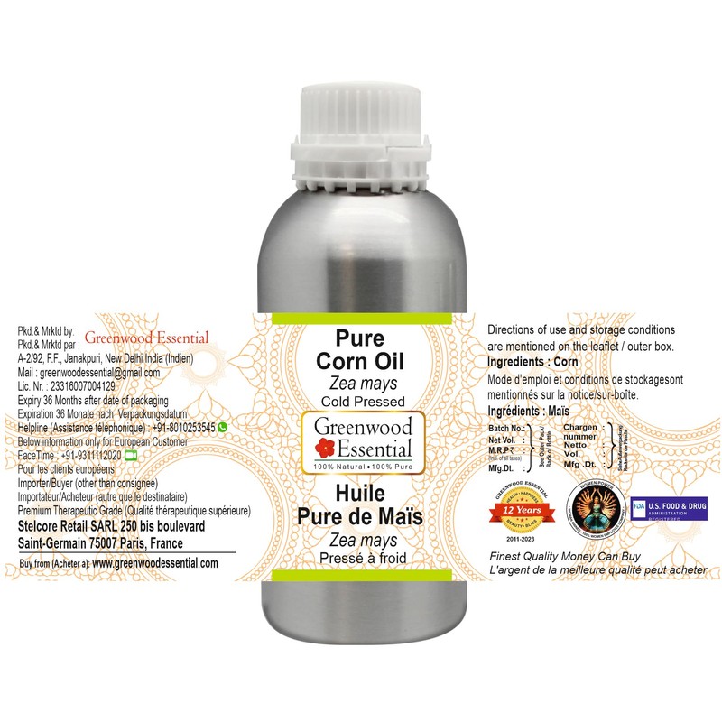 Greenwood Essential Pure Corn Oil (Zea Mays) Natural Therapeutic Quality