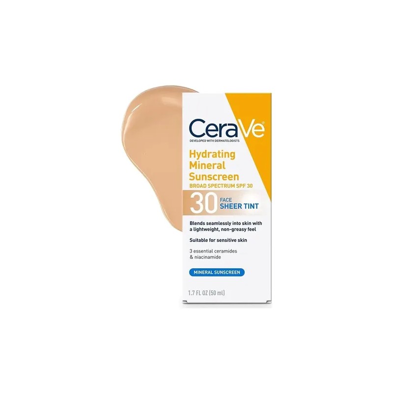 Cerave Hydrating Mineral Sunscreen Tinta Spf 30 50ml