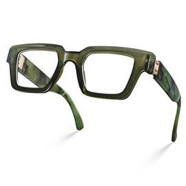 Laemzinv Blue Light Glasses for Women, Oversized Square Thick Acetate Frame, for Computer Glasses and Gaming Glasses LA040 (A1 | DEEPGREEN)