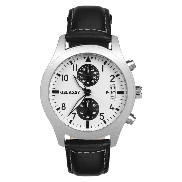 GELAXSY Men's 42mm Chronograph Quartz Watches with Analogue Display Date
