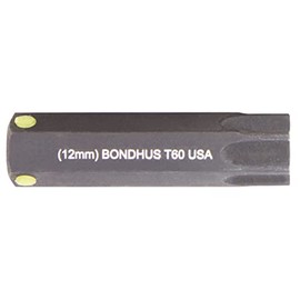 BONDHUS (Genuine Domestic Product) [Replacement] Torx® Bit T60 [Insertion Angle: 0.5 inch (12 mm), Total Length: 2.0 inches (50 mm); Black Dyed No. 32060