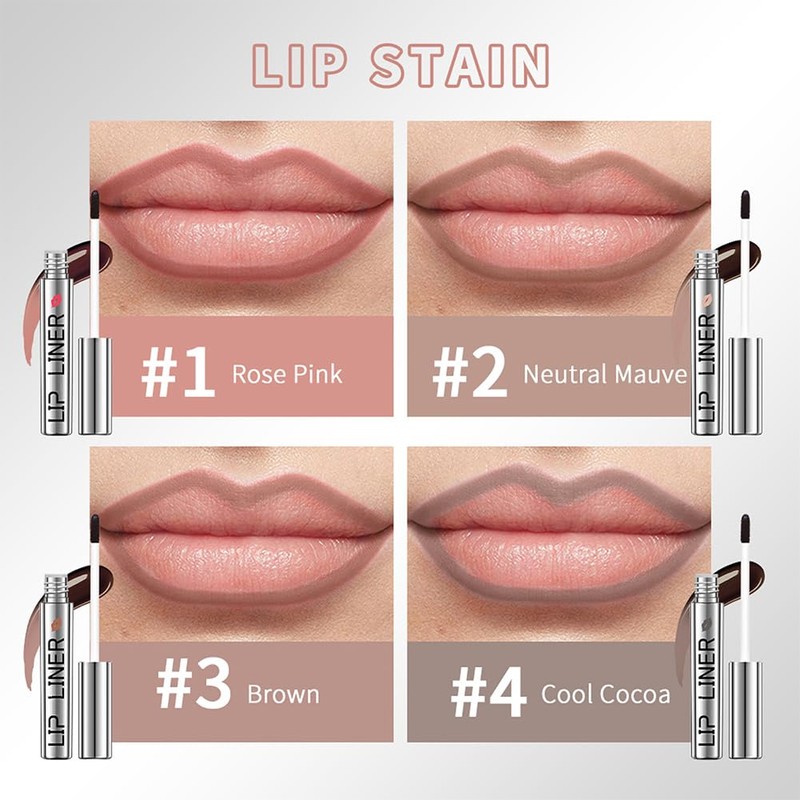 HANJILIAN 2PC Pipe-off lip liner stain,light brown/dark brown/burgundy long-lasting,line tattoo