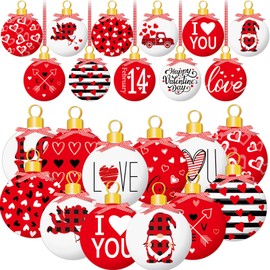 32 Valentine's Day Tree Hanging Decorations Valentines Ball Ornaments Wood Ornaments Love Heart Gnome Cutouts Valentines Welcome Hello Spring Galentine's Day Home Party Decor Supplies Hanging Craft