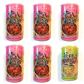 5 Pack Chin Chin Black Rice Congee 11 Oz Each And 1 Pack Chin Chin Job’s-Tears Mung Bean 11 Oz