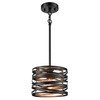 SHAWNKEY Industrial 1-Light Black Pendant Light with Wood Grain Finish