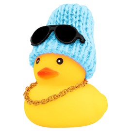 wonuu Rubber Duck Car Ornaments Yellow Duck Car Dashboard Decorations with Propeller Helmet for Christmas Decor and Home Decorations for Adults (U-Blue)