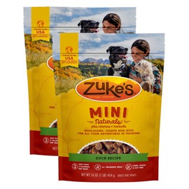 Zuke's Mini Naturals Training Dog Treats Duck Recipe, 16 OZ Bag (Pack of 2)