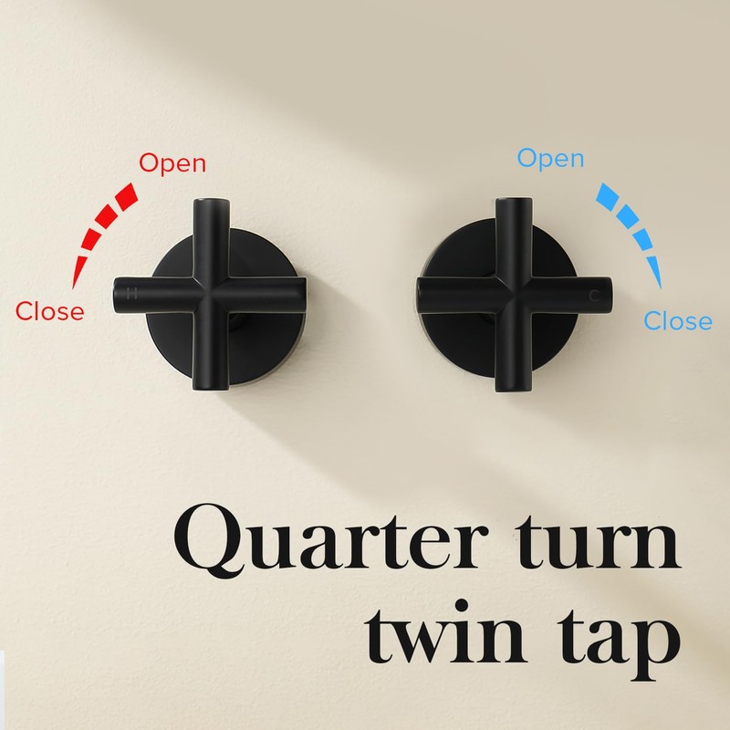 Decaura Shower Mixer Taps 1/4 Turn Twin Tap Cross Handles