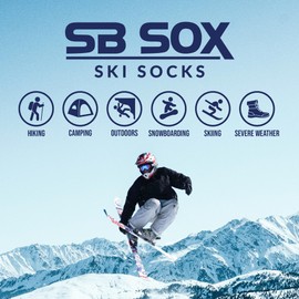 SB SOX Merino Wool Ski Socks for Men & Women - Knee-High Socks Ideal for Winter Sports - Warmth and Comfort for All-Day Wear (US, Alpha, Large, Regular, Regular, Black/Gray (2-Pack))