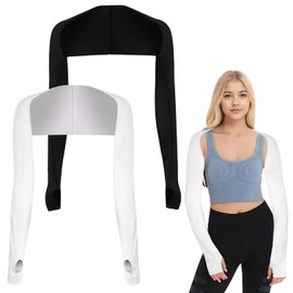 Sahunfri Pack of 2 UV Protective Clothing Women's Upgrade Version Arm Sleeve, Arm Warmers Women's Summer Arm Sleeves with Finger Holes, UV Protection Sleeves, Unisex, Suitable for Mountaineering