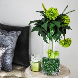 1.3 LB Green Crushed Glass Sand Luster Broken Glass Pieces Crush Terrarium Stones for Resin Arts Crafts,Home Decoration,Table Scatters,Succulent Plant Soil Cover,Vase Filler,Candle Holder Decor