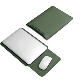 Premium Leather Laptop Sleeve Compatible with 13/14/15-Inch MacBook Pro/Air, Dell XPS, HP Spectre - Ultra Slim Protective Case (Green, 14 Inch Laptop)